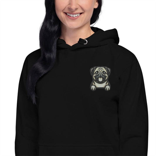 Pug Dog Embroidery Premium Unisex Hoodie