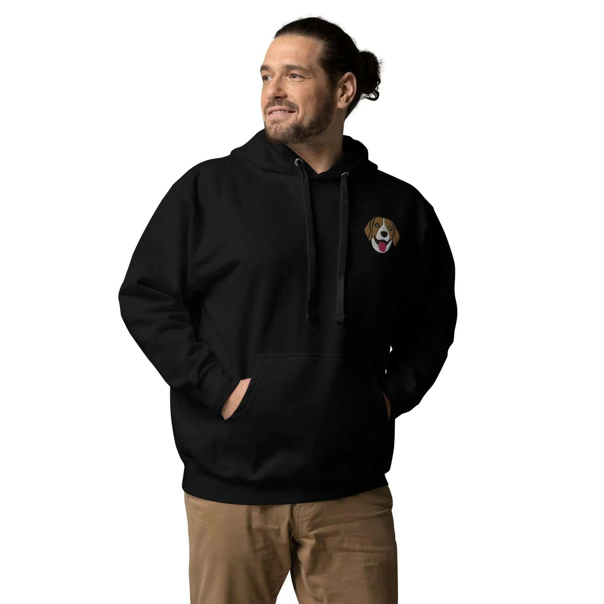 Beagle Dog Embroidery Premium Unisex Hoodie - Black