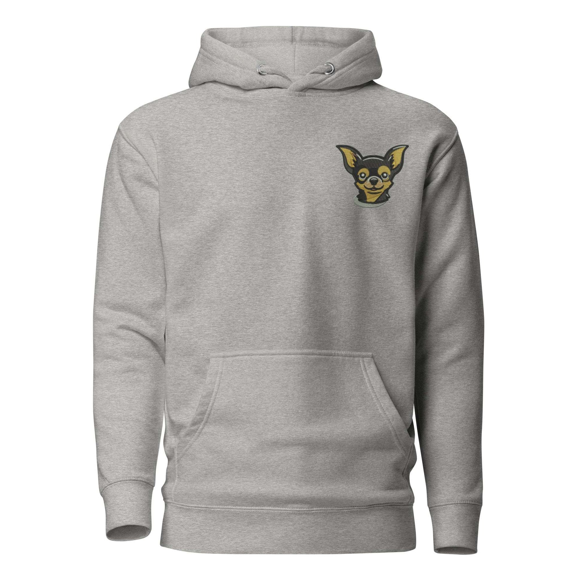 Chihuahua Dog Embroidery Premium Unisex Hoodie - Grey