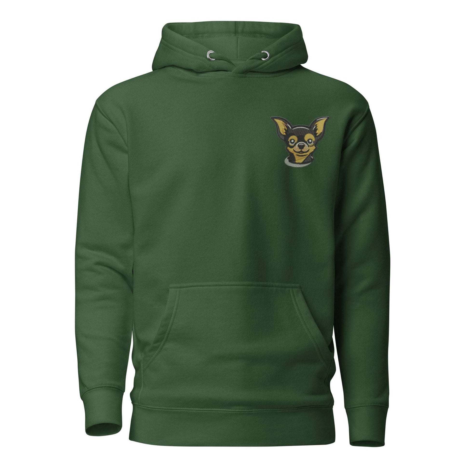 Chihuahua Dog Embroidery Premium Unisex Hoodie - Grey