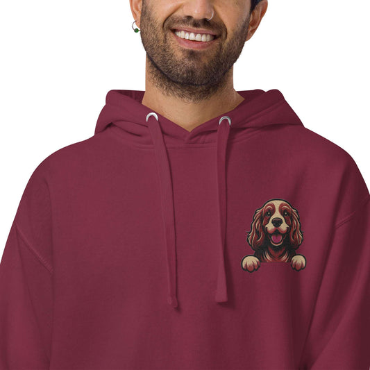 Cocker Spaniel Dog Embroidery Premium Unisex Hoodie