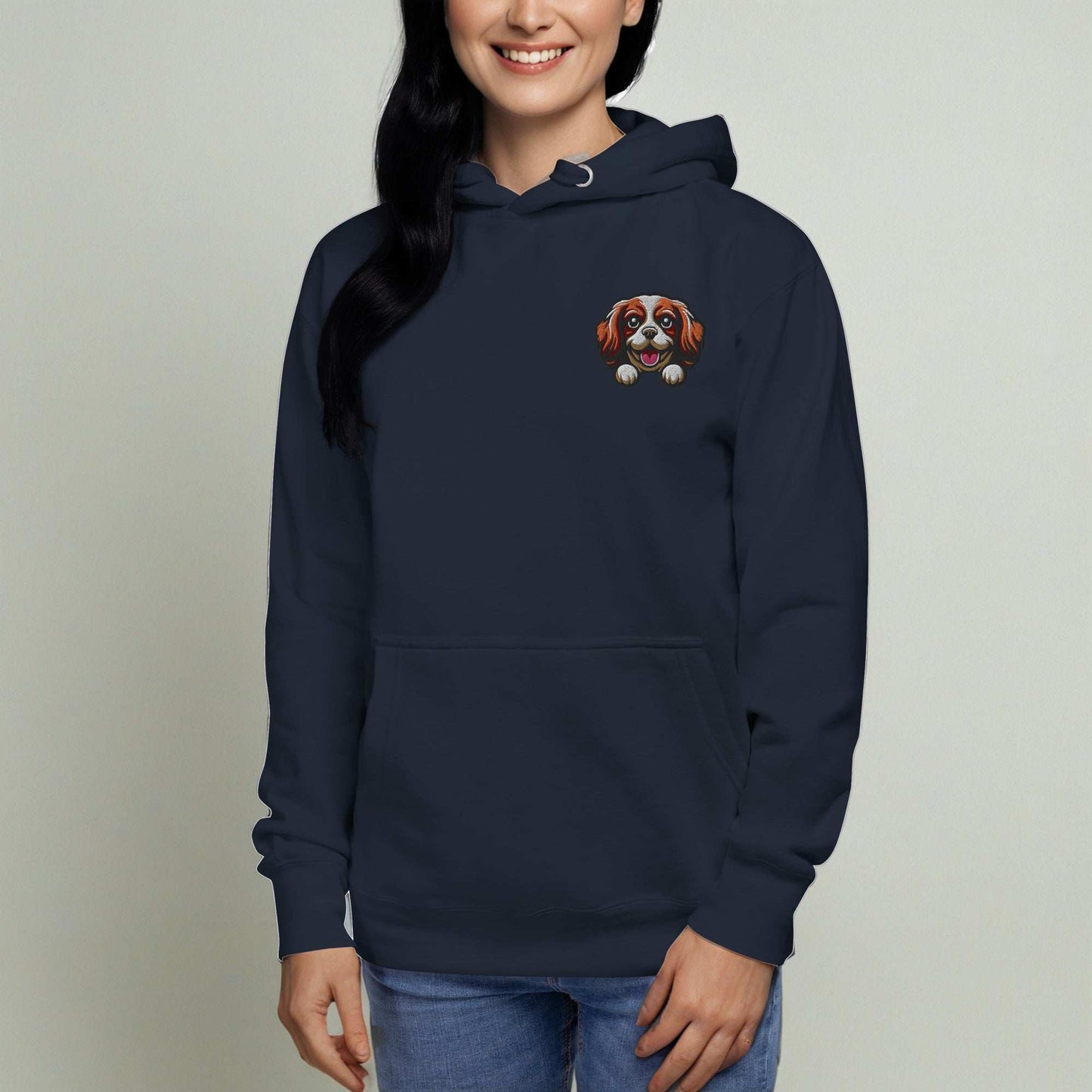 Cavalier King Charles Spaniel Dog Embroidery Premium Unisex Hoodie - Black