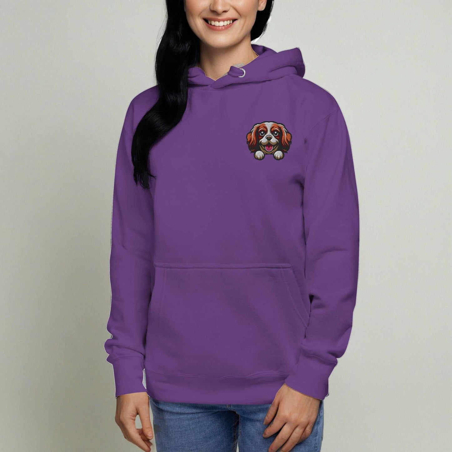 Cavalier King Charles Spaniel Dog Embroidery Premium Unisex Hoodie - Black