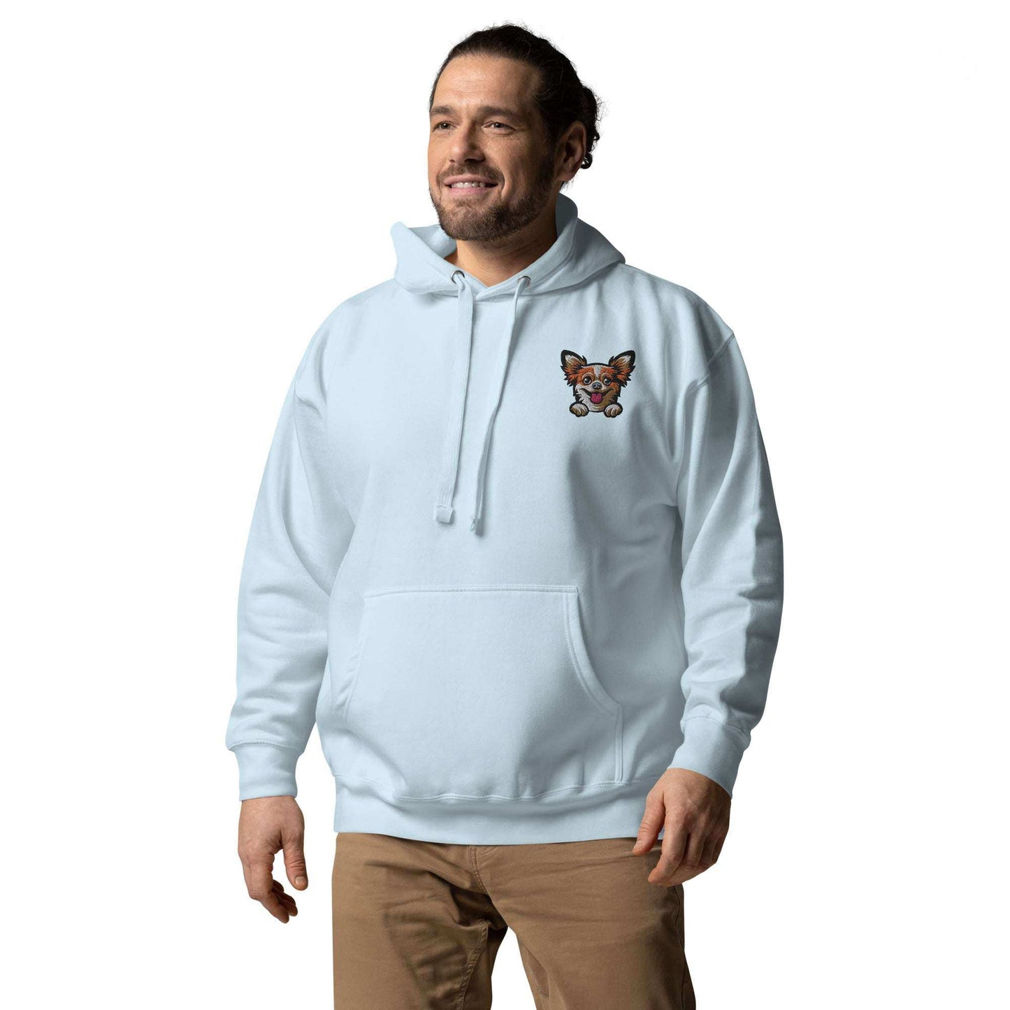 Long Hair Chihuahua Hoodie Light Blue