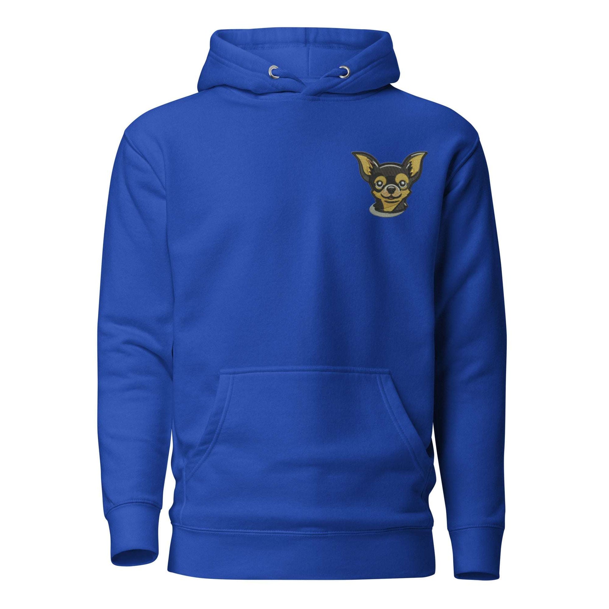 Chihuahua Dog Embroidery Premium Unisex Hoodie - Blue