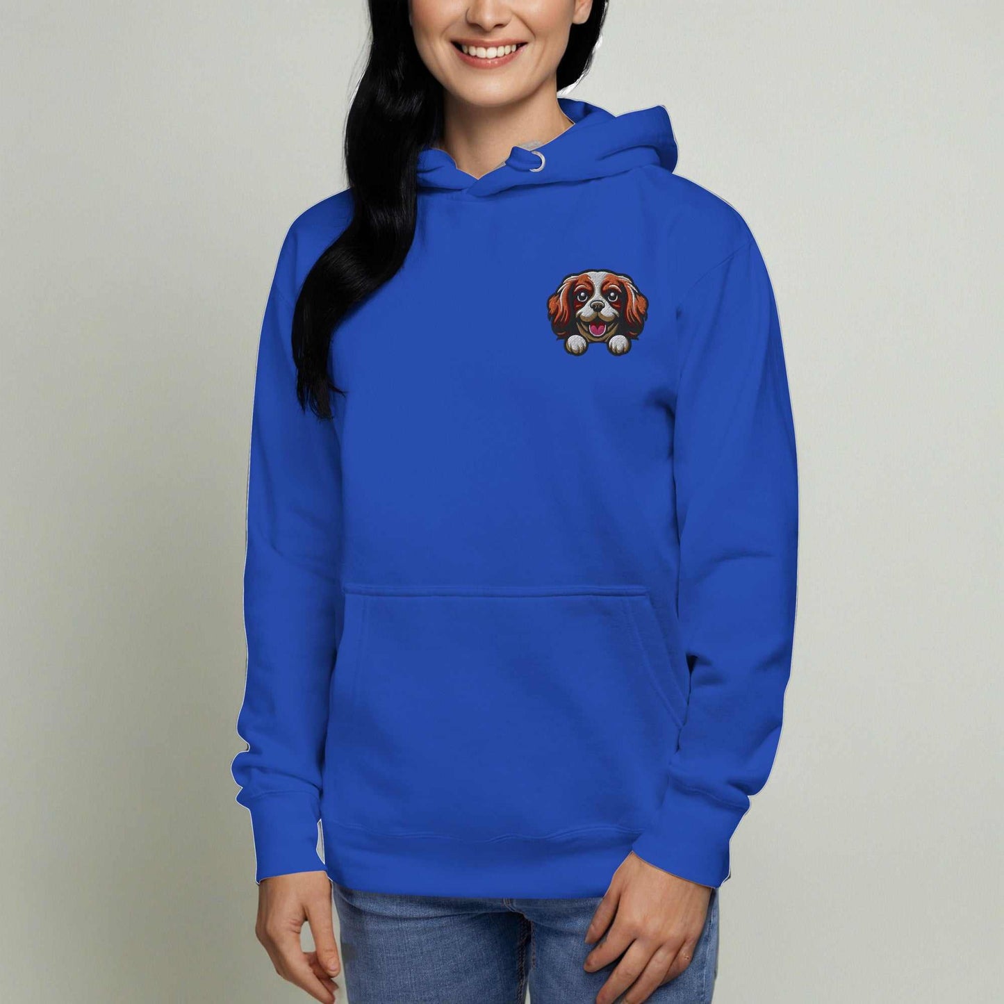 Cavalier King Charles Spaniel Dog Embroidery Premium Unisex Hoodie - Black