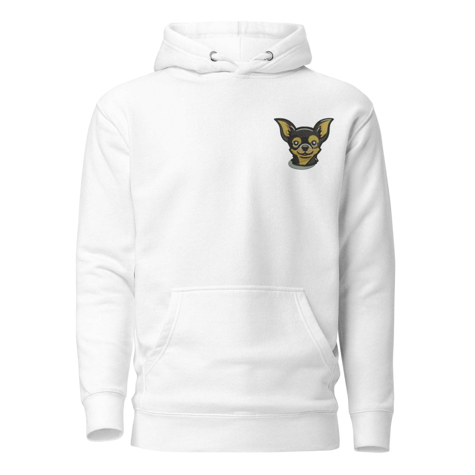 Chihuahua Dog Embroidery Premium Unisex Hoodie - White