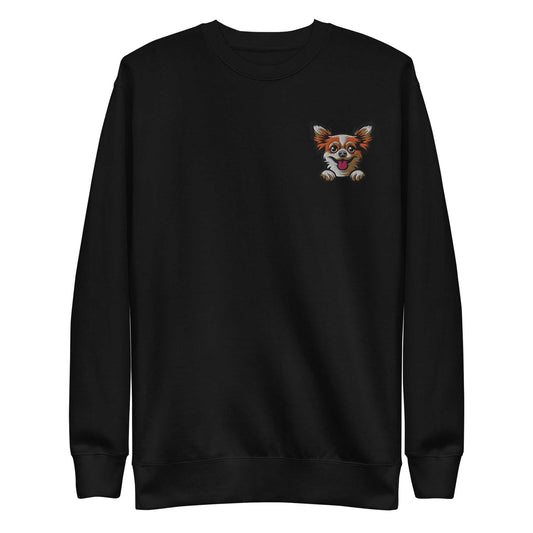 Long Haired Chihuahua Dog Embroidery Premium Unisex Sweatshirt