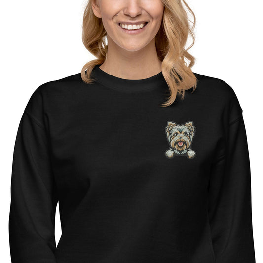 Yorkie Dog Embroidery Premium Unisex Sweatshirt