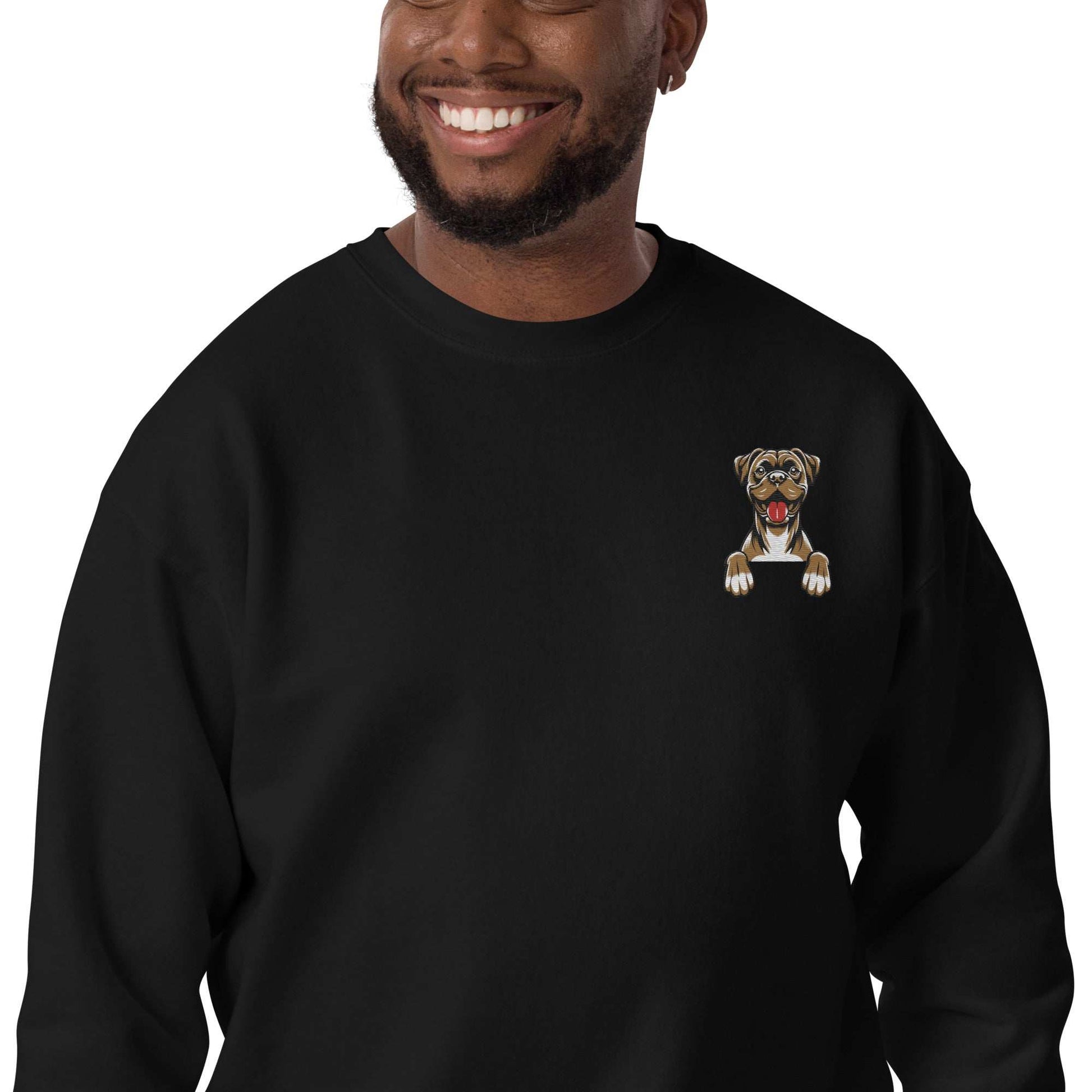 Boxer Dog Embroidery Premium Unisex Sweatshirt - Black