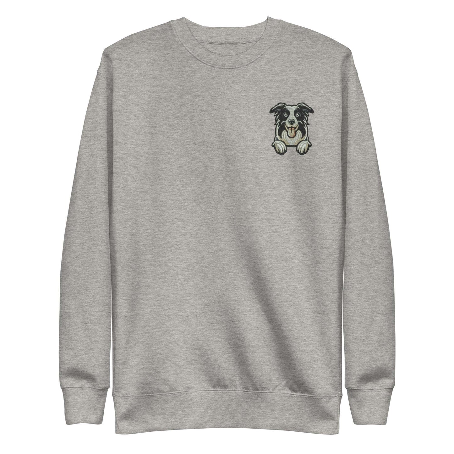 Border Collie Dog Embroidery Premium Unisex Sweatshirt - Grey