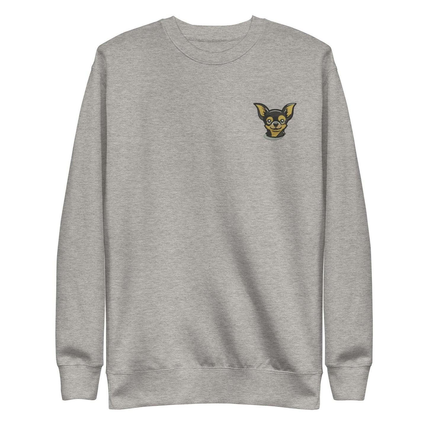 Chihuahua Dog Embroidery Premium Unisex Sweatshirt - Grey
