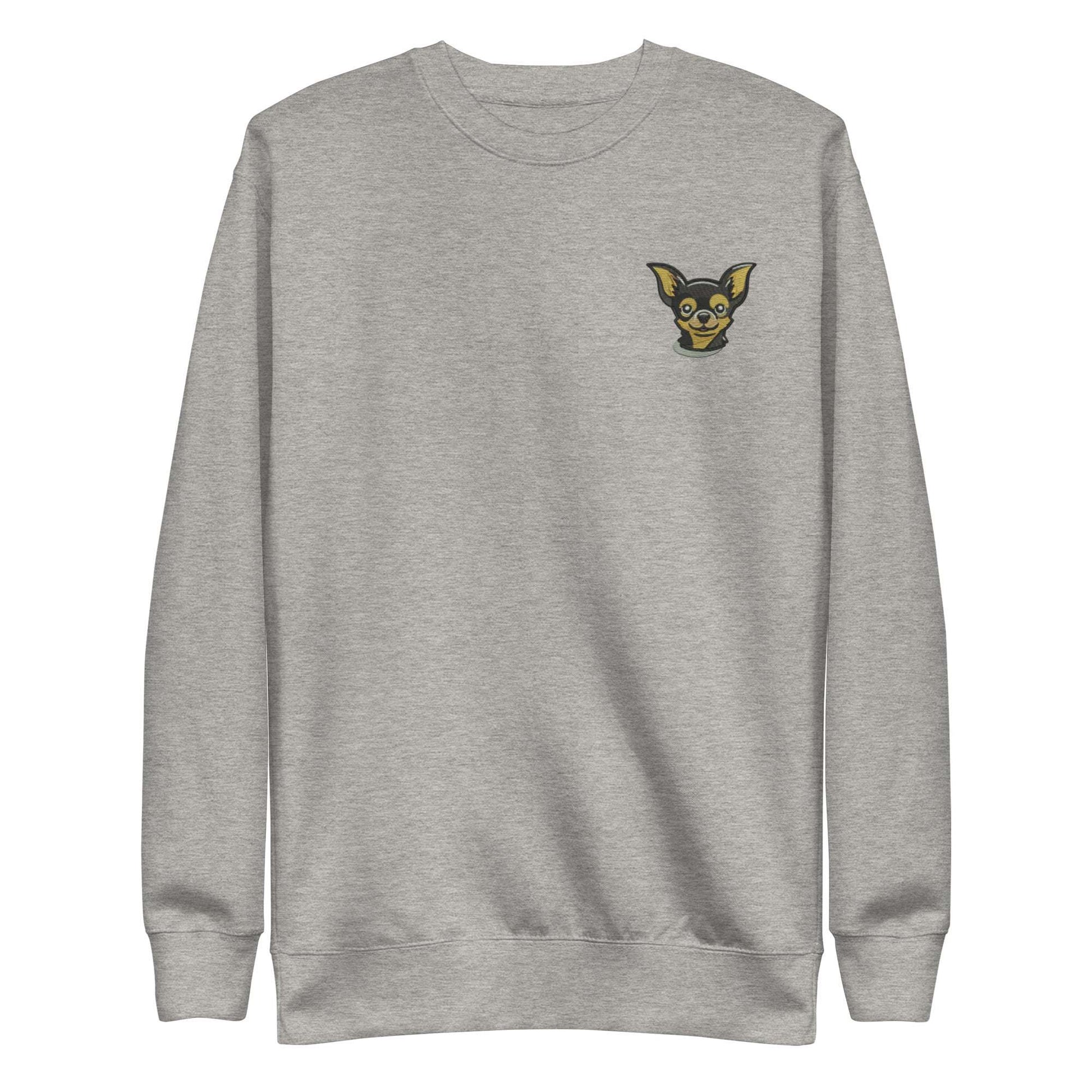 Chihuahua Dog Embroidery Premium Unisex Sweatshirt - Grey