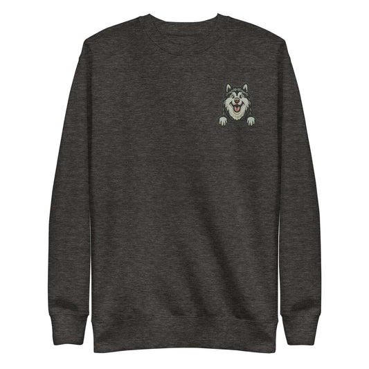 Husky Dog Embroidery Premium Unisex Sweatshirt