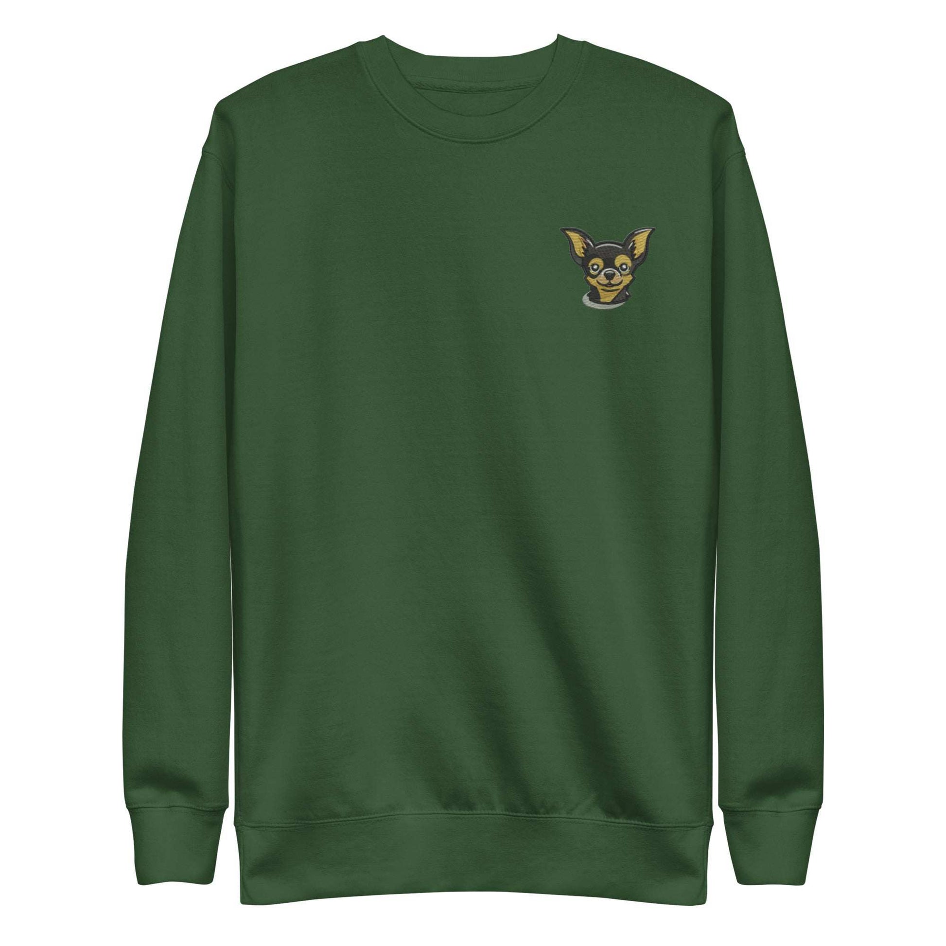 Chihuahua Dog Embroidery Premium Unisex Sweatshirt - Green