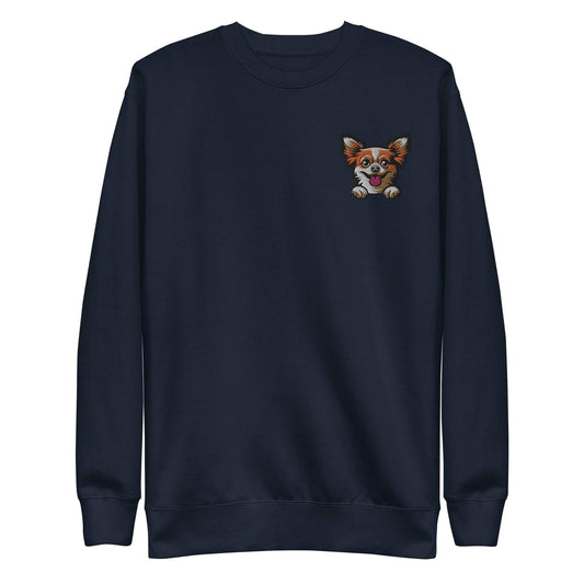 Long Haired Chihuahua Dog Embroidery Premium Unisex Sweatshirt