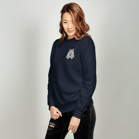 Samoyed or Pomeranian Dog Embroidery Premium Unisex Sweatshirt