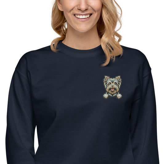 Yorkie Dog Embroidery Premium Unisex Sweatshirt
