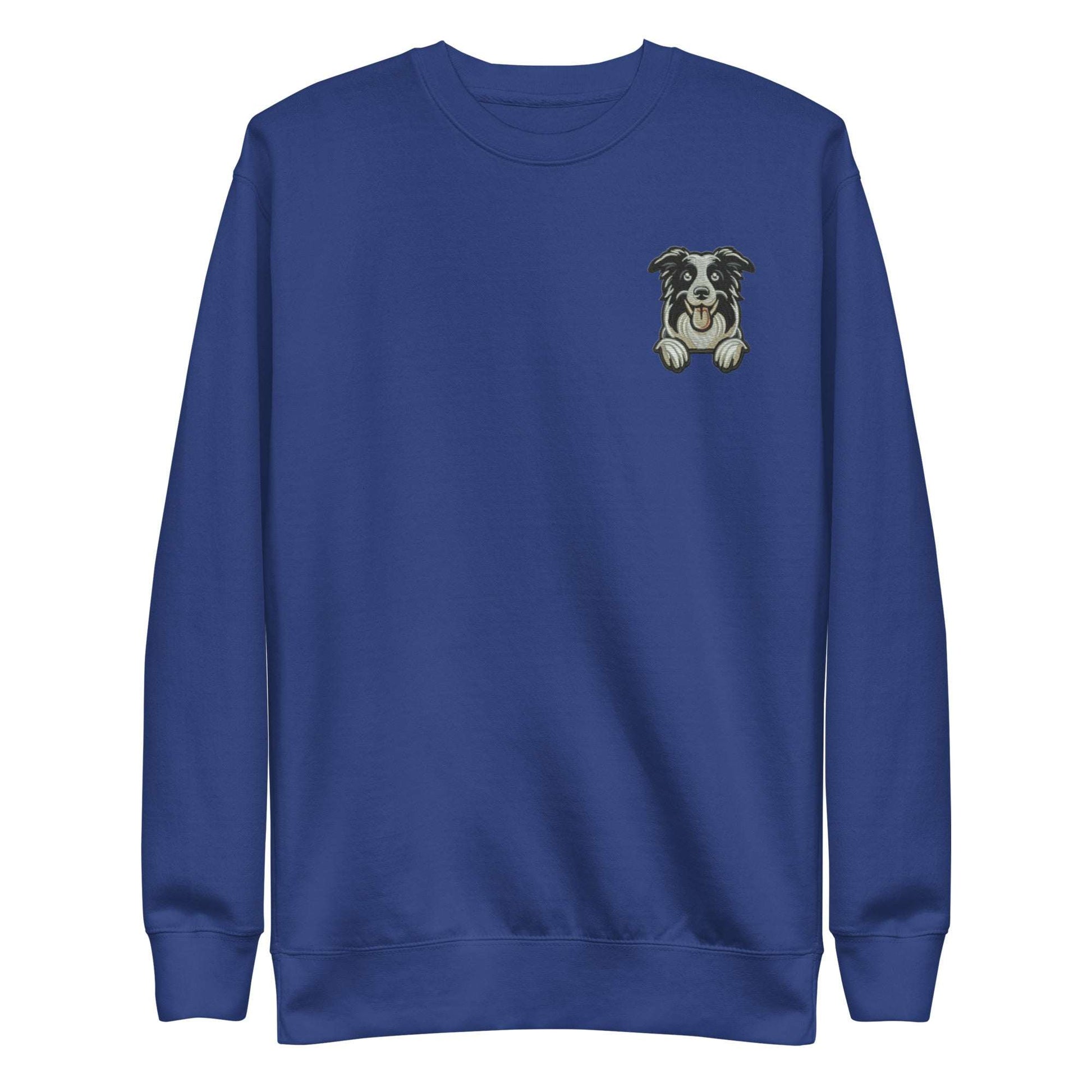 Border Collie Dog Embroidery Premium Unisex Sweatshirt - Blue