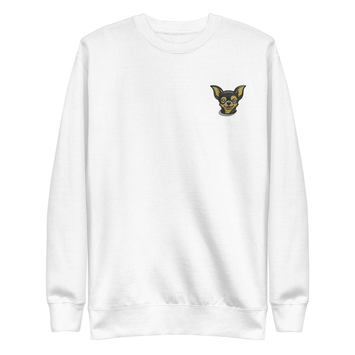 Chihuahua Dog Embroidery Premium Unisex Sweatshirt - White