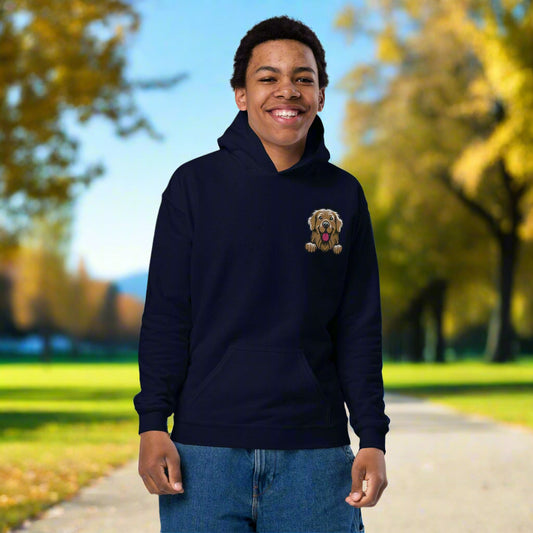 Golden Retriever Dog Embroidery Premium Youth Unisex Hoodie